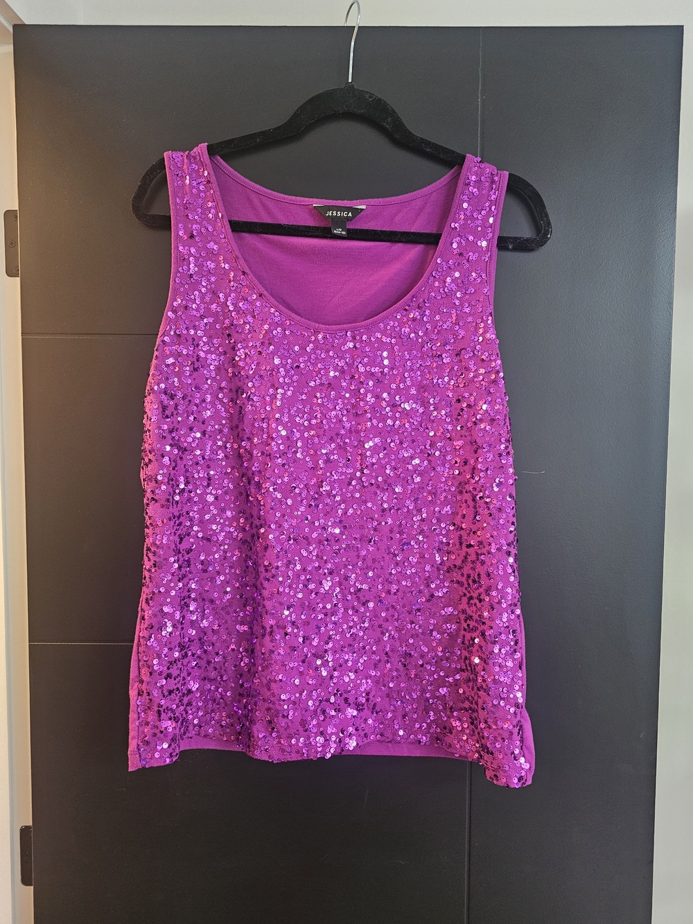 Jessica Fuchsia Sequin Sleeveless Tank Top